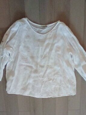 Terzo Millennio white linen roll tab sleeve tunic top Italy Size 1X